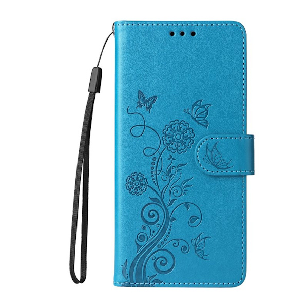 Samsung Galaxy S26+ Plånboksfodral Konstläder Blomtryck Ställ - Blå