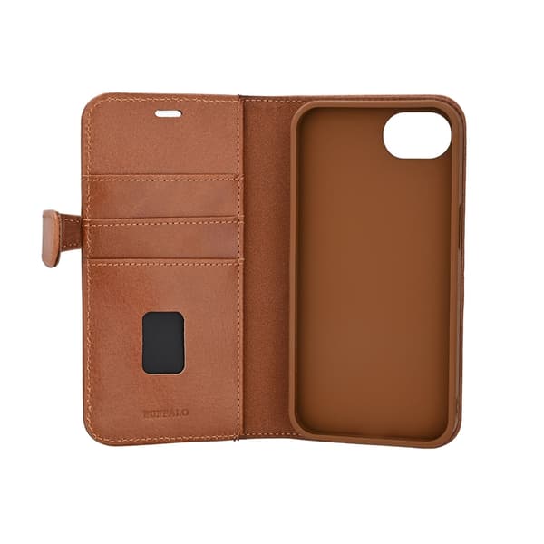 Buffalo iPhone 16e Plånboksfodral MagSafe 3 Kort Premiumläder Brun