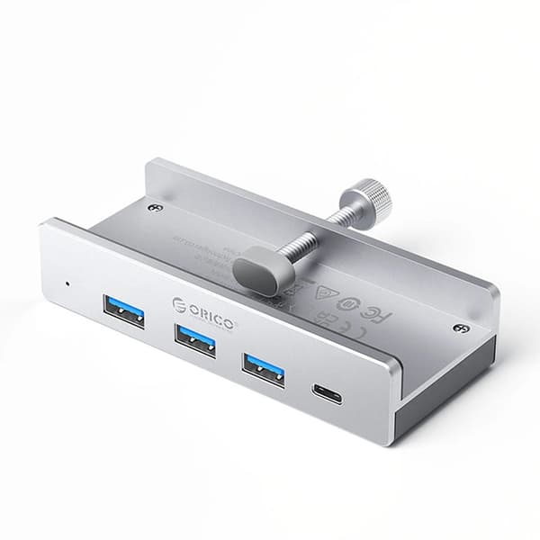 Orico Hubklämma-monterad 3xUSB-A 3.0. 1xUSB-C 3.0 - Silver