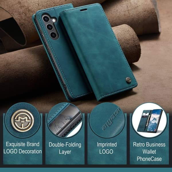 CASEME 013 Plånboksfodral till Samsung Galaxy S25 Konstläder - Blå