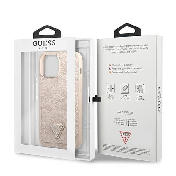 Guess iPhone 13 Pro Skal Kortholder 4G Triangle Logo - Rosa Rosa