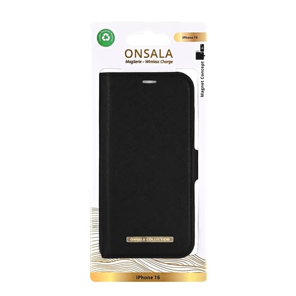 Onsala iPhone 16 Plånboksfodral MagSafe Eco - Svart Black