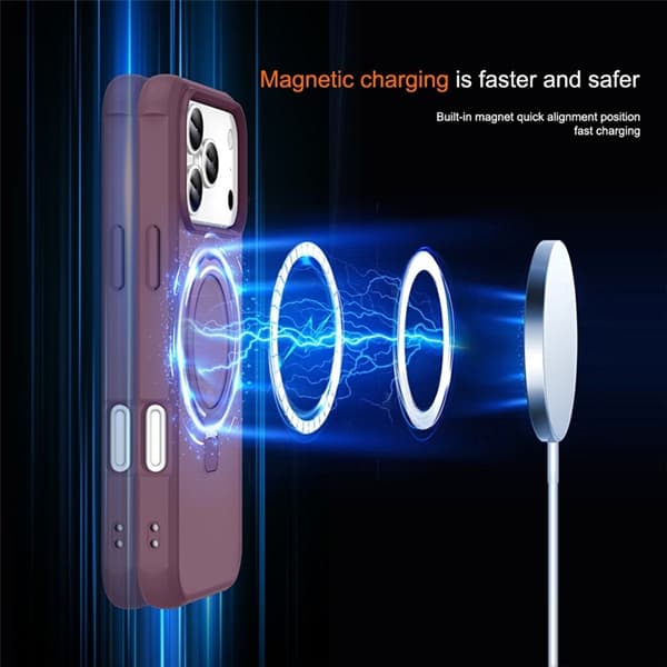 Mobilskal till iPhone 17 Pro Max MagSafe TPU+PC Kickstand - Vinröd Vinröd