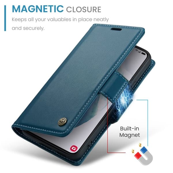 CASEME Plånboksfodral Konstläder för Samsung Galaxy S21 5G - Blå