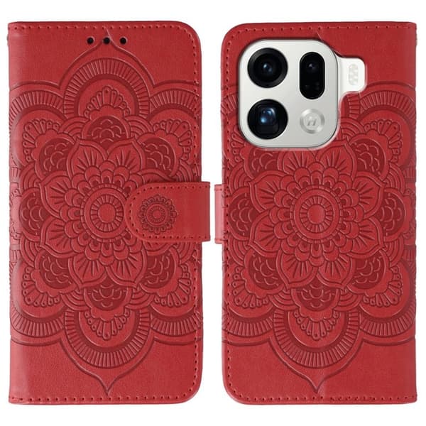 Oppo Find X9 Pro 5G Plånboksfodral Konstläder Handrem - Röd