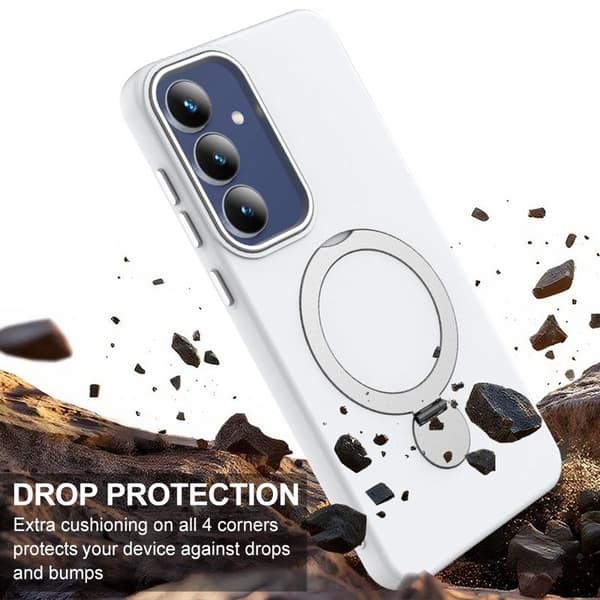 Mobilskal för Samsung Galaxy S26 Plus Magnetiskt Ring Kickstand TPU + PC - Vit