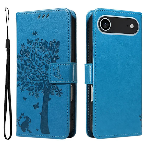 iPhone Air Konstläder Plånboksfodral Tree Pattern - Blå Blå