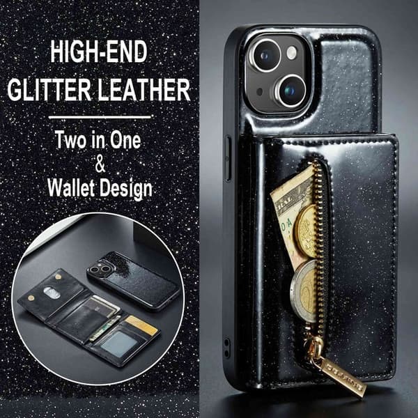 DG.MING M3 Series Magnetiskt Konstläder Plånboksfodral till iPhone 13 - Svart