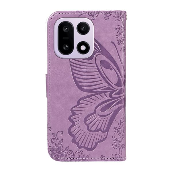 OnePlus 15 Plånboksfodral Butterfly Pattern Konstläder Lila