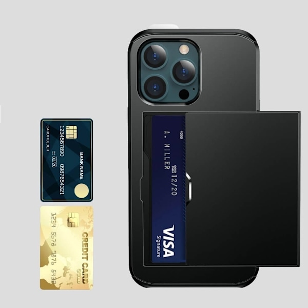 Hybrid Skal med Kortplats till iPhone 13 Pro Max - Blå Blå