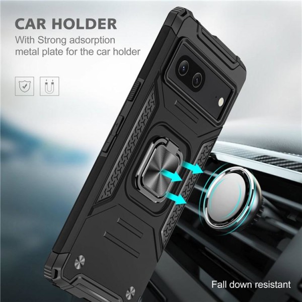 Google Pixel 7 Case Ring Holder Kickstand Hybrid - musta