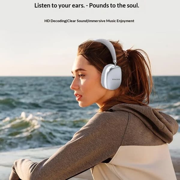 ERAZER Over-Ear Hörlurar NAC Bluetooth EM-Z03MAX - Silver Svart