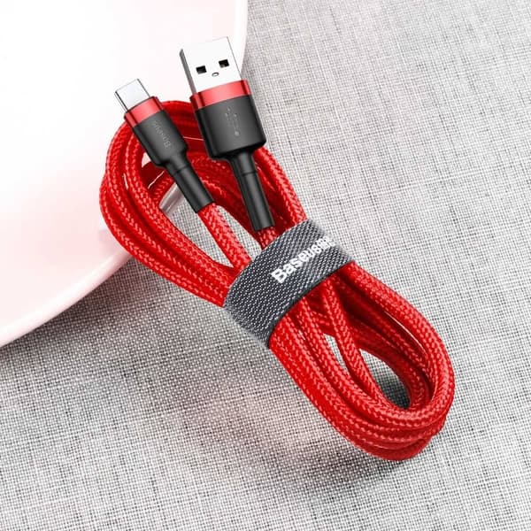 Baseus Cafule USB-C till USB-A kabel QC 3.0 3A 1M Röd Röd