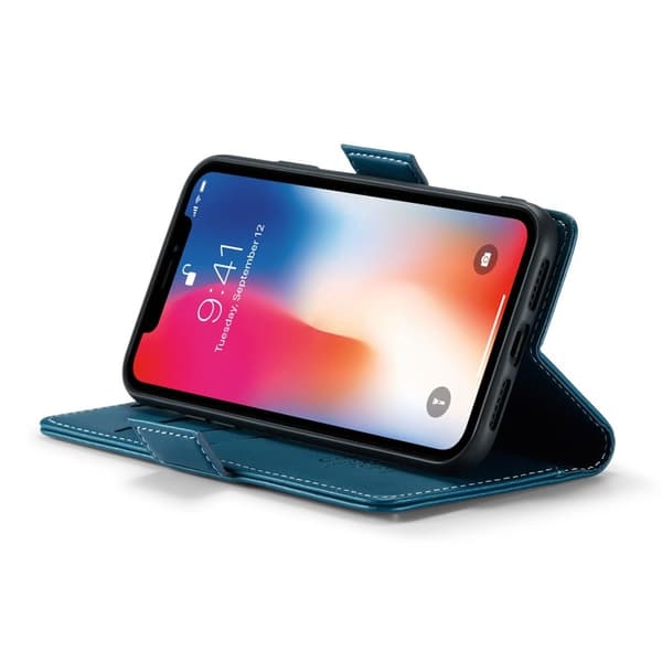 CASEME iPhone XS Max Plånboksfodral Konstläder RFID-Skydd Blå