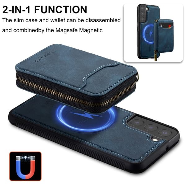 LC.IMEEKE L6 för Samsung Galaxy S22+ Plånboksfodral Konstläder - Blå