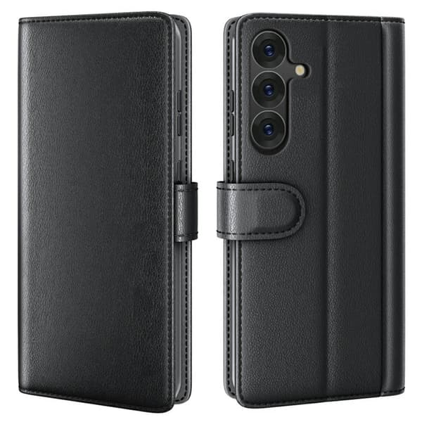 AMORUS Samsung Galaxy S26 Plånboksfodral Äkta Läder - Svart