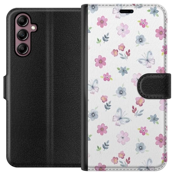 Pung Taske til Samsung Galaxy A14 5G med blomster og sommerfugle