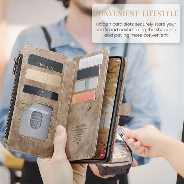 CASEME Konstläder Plånboksfodral för Samsung Galaxy A55 5G - Brun