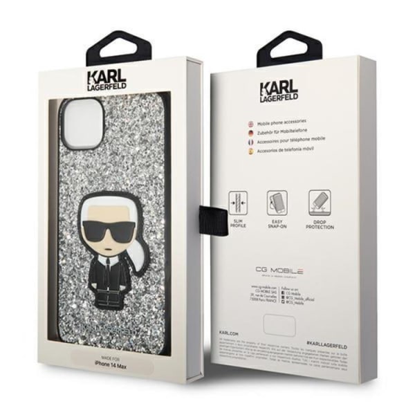 Karl Lagerfeld iPhone 14 Skal Glitter Flakes Ikonik - Silver