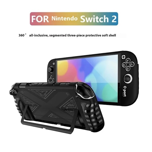 Nintendo Switch 2 Spelkonsol Mobilskal med Stativ - Svart