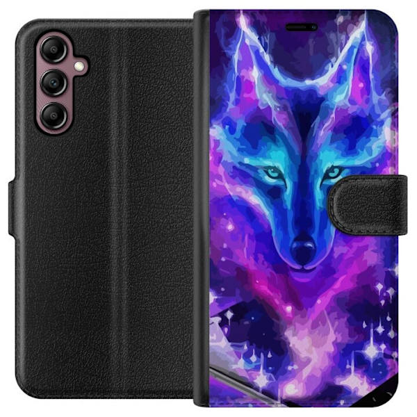 Plånboksfodral till Samsung Galaxy A14 5G med Neon Varg