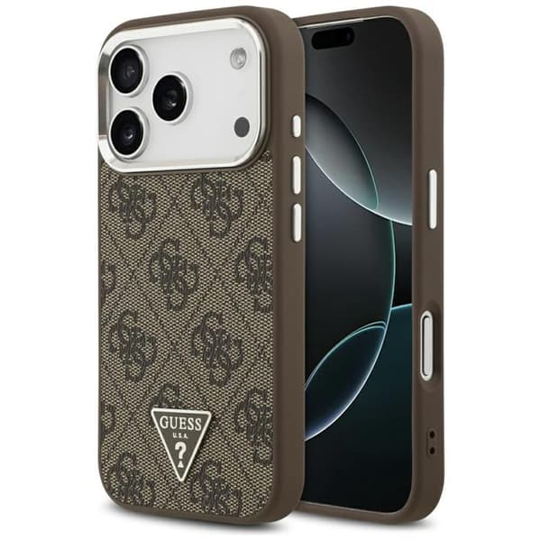 Guess Telefontaske til iPhone 17 Pro MagSafe 4G Trekantlogo - Brun Brun