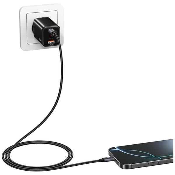 USAMS USB-C till Lightning 30W Kabel 1m U91 - Tarnish Svart