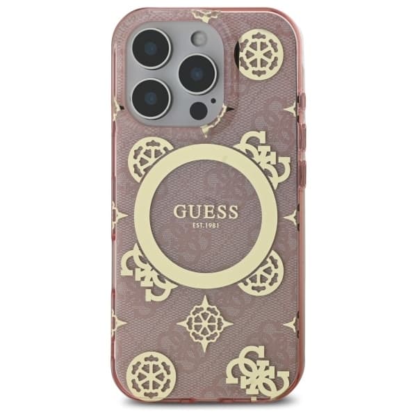 Guess Mobilskal till iPhone 16 Pro MagSafe IML Peony On 4G - Rosa