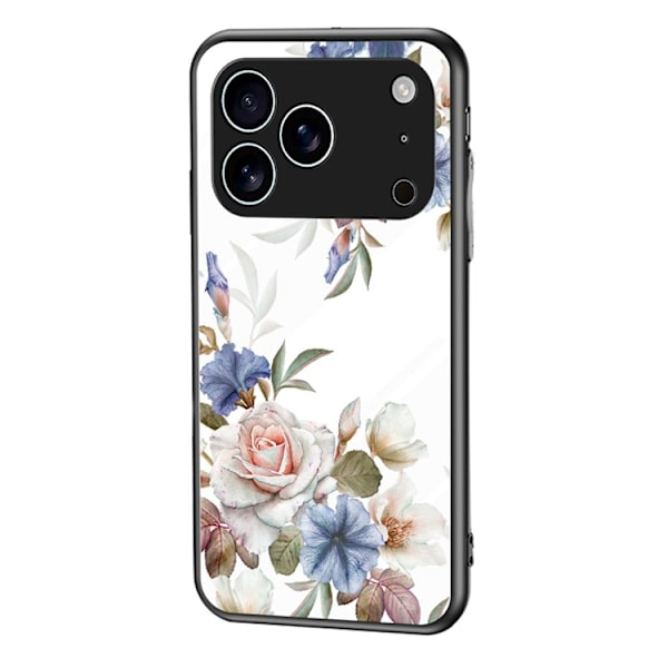 Mobilskal till iPhone 17 Pro Floral Pattern TPU + Härdat Glas - Vit Vit