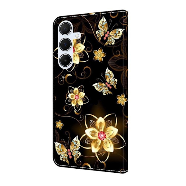 Galaxy A17/A26 Plånboksfodral Konstläder Pattern Printing Svart