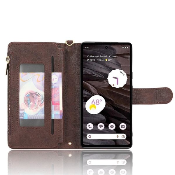 Google Pixel 7A Plånboksfodral Zipper - Brun