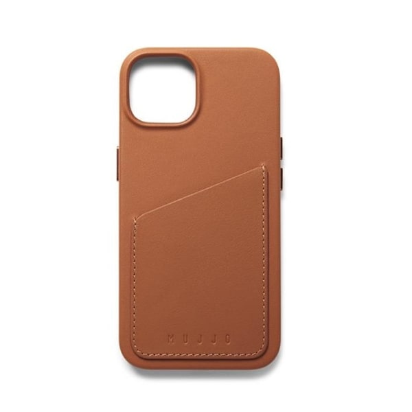 Mujjo iPhone 14 Skal Korthållare Full Läder - Tan