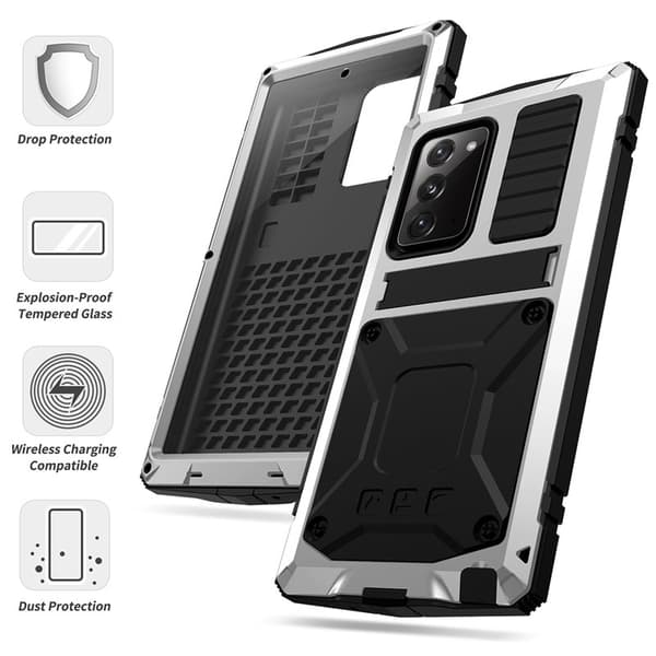 R-JUST Mobilskal till Galaxy Note20 4G/5G Metall + Silikon + PC Silver