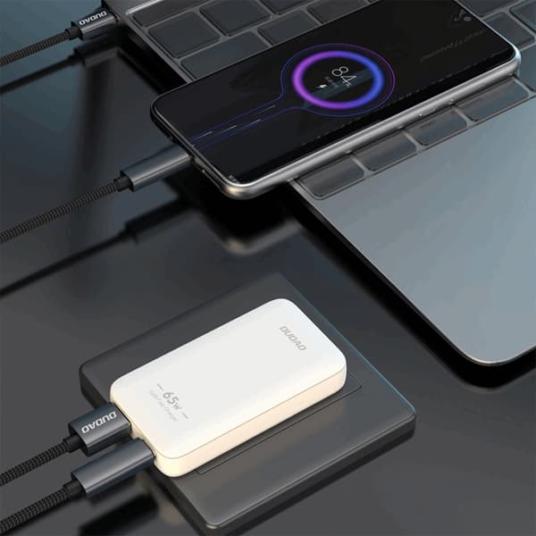 Dudao hurtigoplader GaN 65W A65Q USB-A/USB-C PD Ultratynd Vit