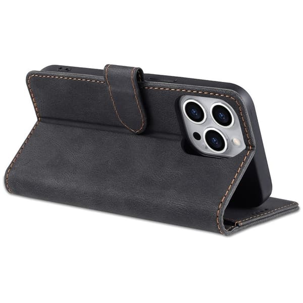 AZNS iPhone 13 Pro Max Plånboksfodral i Konstläder - Svart