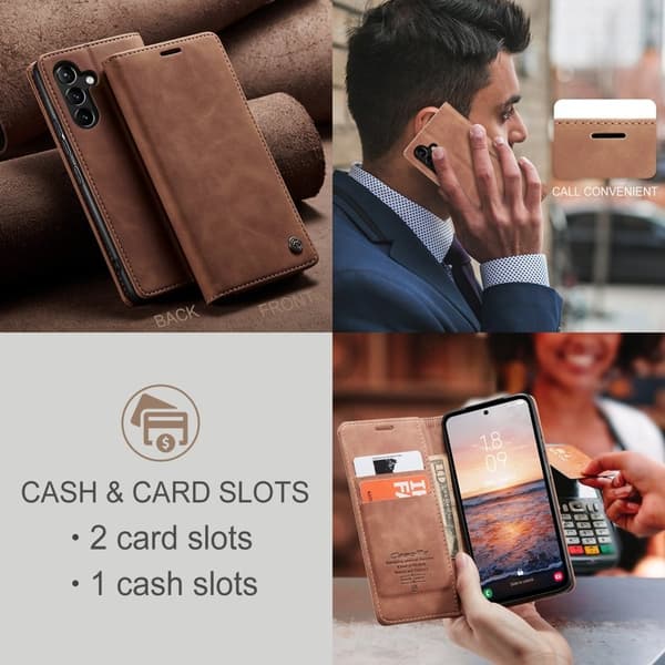 CASEME 013 Mobilskal för Samsung Galaxy A54 5G KonstLäder Brun