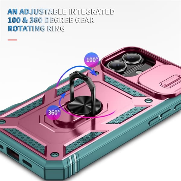 Mobilskal till iPhone 17 Slide Camshield Kickstand - Rosa/Grön Rosa