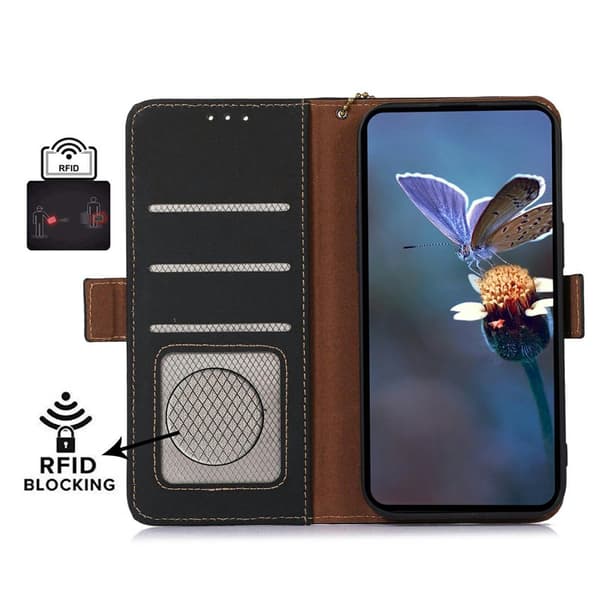 Plånboksfodral för Samsung Galaxy S26 Plus Äkta läder RFID - Svart