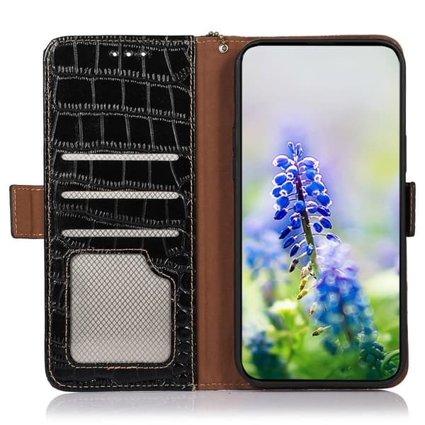 Samsung Galaxy S26 / S26 Pro Plånboksfodral RFID Skydd Äkta Läder - Svart
