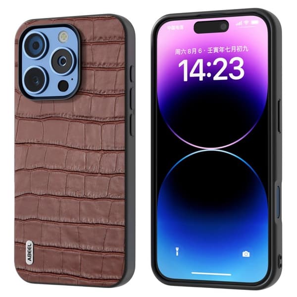 ABEEL Mobilskal till iPhone 16 Pro i Äkta Läder + PC + TPU - Brun