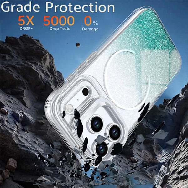 Mobilskal till iPhone 17 Pro MagSafe Shockproof Glitter Gradient - Blå Grön