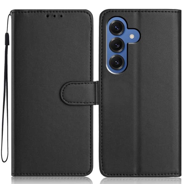 Samsung Galaxy S26 Plus Plånboksfodral Konstläder Rem - Svart