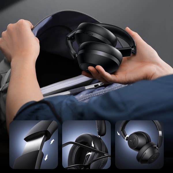 Baseus On-Ear Trådlösa Hörlurar Bluetooth 5.3 - Svart Black
