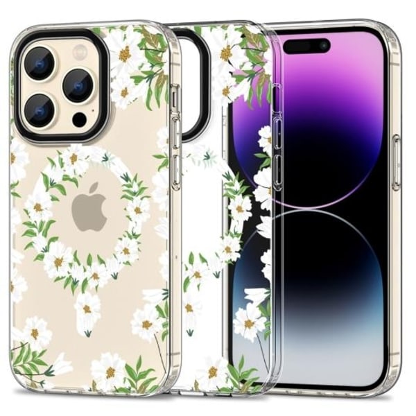 Tech-Protect iPhone 15 Pro Mobilskal Magsafe Mood - Vit Daisy