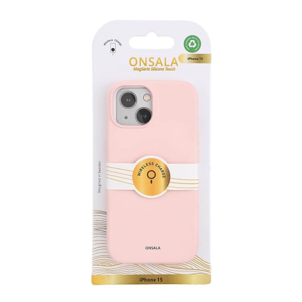 Onsala iPhone 15 Mobilskal MagSafe Silikon - Rosa