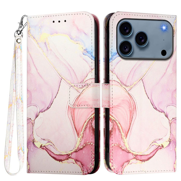 iPhone 17 Pro Max Plånboksfodral Marble Pattern LS005 Roséguld