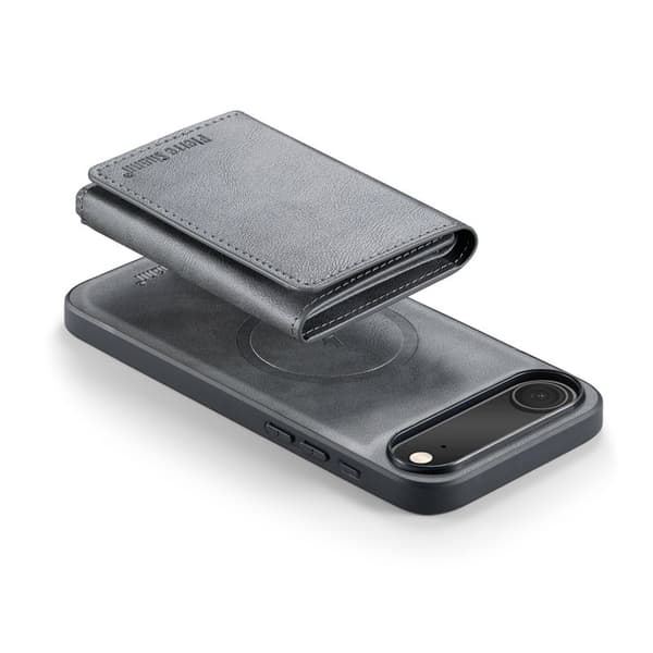 FIERRE SHANN FS030 iPhone Air Plånboksfodral Konstläder - Grå