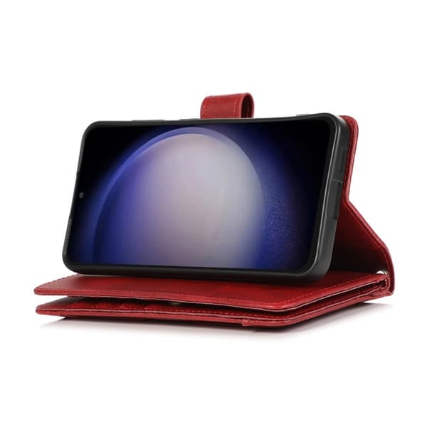 Samsung Galaxy S26/S26 Pro Plånboksfodral Äkta Läder Magnetiskt Skydd - Röd