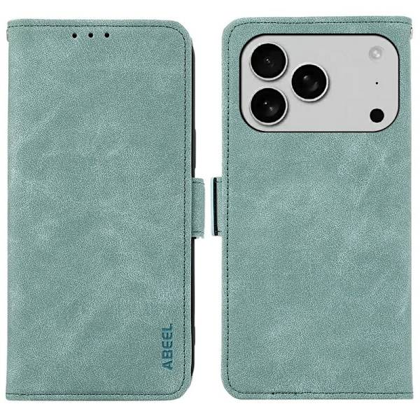 ABEEL iPhone 17 Pro Plånboksfodral Konstläder Folio Ställ Blå