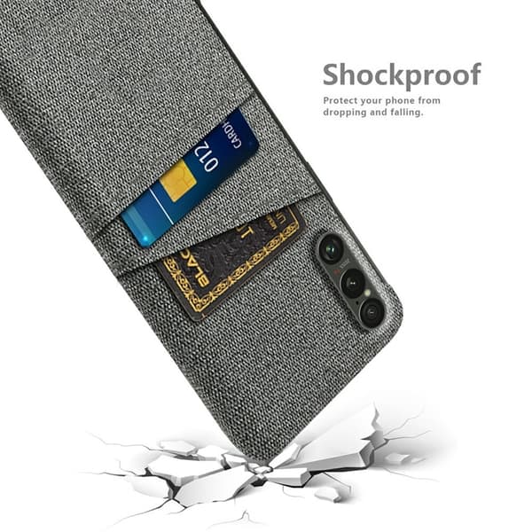 Mobilskal till Sony Xperia 1 VII med Dual Kortfack Tyg + PC - Grå Grå